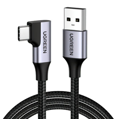 Καλώδιο δεδομένων και φόρτισης USB-A - USB-C UGREEN US385 γωνιακό, 60W, 1m, γκρι 