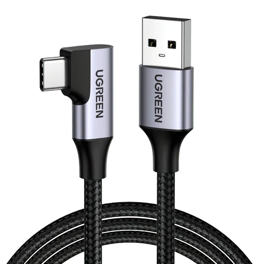 Καλώδιο δεδομένων και φόρτισης USB-A - USB-C UGREEN US385 γωνιακό, 60W, 1m, γκρι 