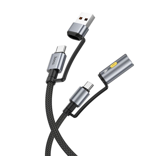 Καλώδιο Δεδομένων και Φόρτισης USB-C / USB-A - USB-C / Ηλεκτρικό Αναπτήρα HOCO U138, 60W, 1.2m, Μαύρο