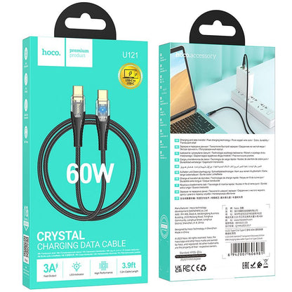 Καλώδιο Δεδομένων και Φόρτισης USB-C - USB-C HOCO U121, 60W, 1.2m, Μαύρο