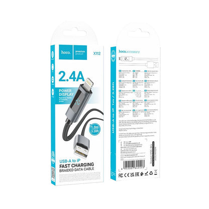 Καλώδιο Δεδομένων και Φόρτισης USB-A - Lightning HOCO Display X112, 18W, 1m, Μαύρο