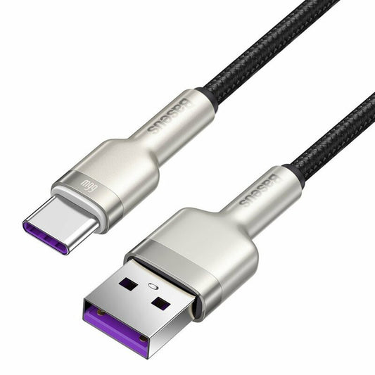 Καλώδιο Δεδομένων και Φόρτισης USB-A - USB-C Baseus Cafule Metal Series, 66W, 0.25m, Μαύρο CAKF000001