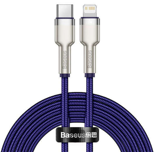 Καλώδιο Δεδομένων και Φόρτισης USB-C - Lightning Baseus Cafule Metal Series, 20W, 2m, Μωβ CATLJK-B05