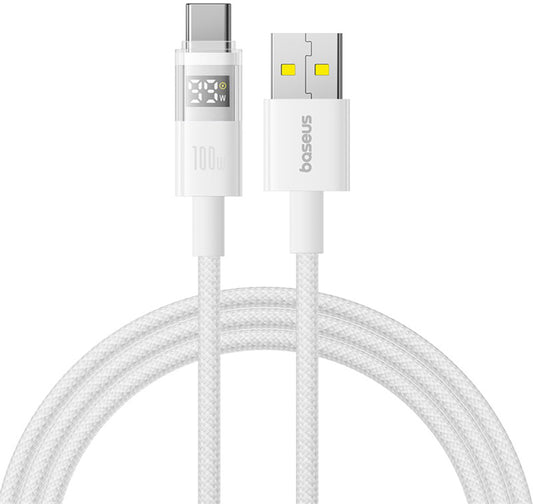 Καλώδιο Δεδομένων και Φόρτισης USB-A - USB-C Baseus Display 2, 100W, 2m, Λευκό P10382701211-01