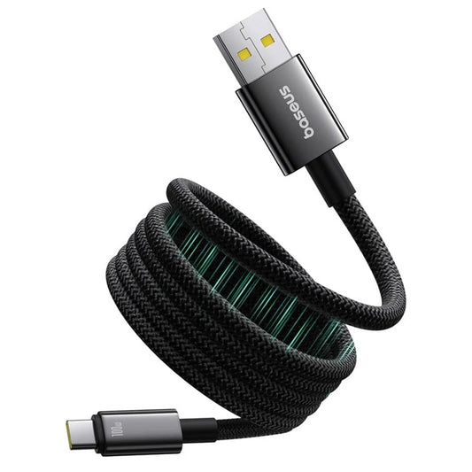 Καλώδιο Δεδομένων και Φόρτισης USB-A - USB-C Baseus Tungsten Gold, 100W, 1m, Μαύρο P10319805111-02