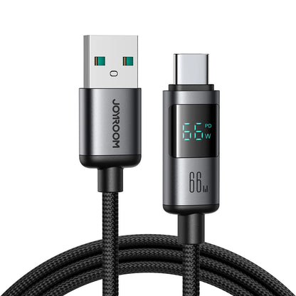 Καλώδιο Δεδομένων και Φόρτισης USB-A - USB-C Joyroom S-A16 Pro Prism Display, 66W, 1.2m, Μαύρο