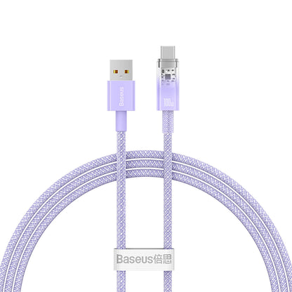 Καλώδιο Δεδομένων και Φόρτισης USB-A - USB-C Baseus Explorer, 100W, 1m, Μωβ CATS010405