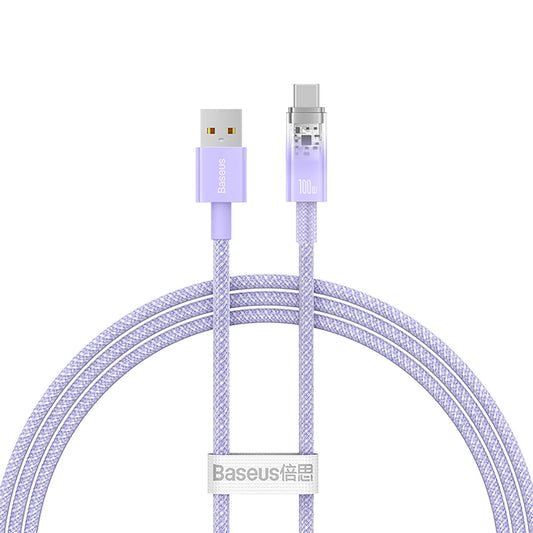 Καλώδιο Δεδομένων και Φόρτισης USB-A - USB-C Baseus Explorer, 100W, 1m, Μωβ CATS010405