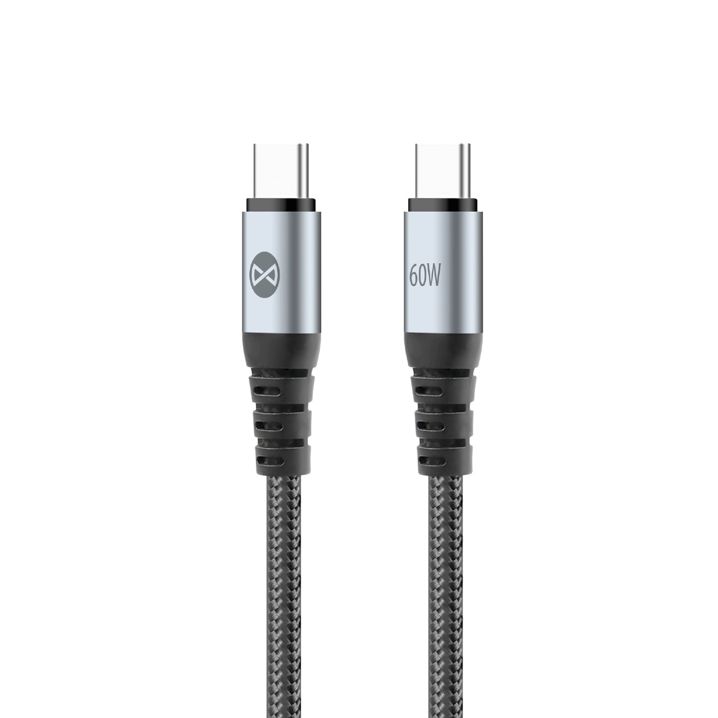 Καλώδιο Δεδομένων και Φόρτισης USB-C - USB-C Forever Braix, 60W, 1m, Μαύρο
