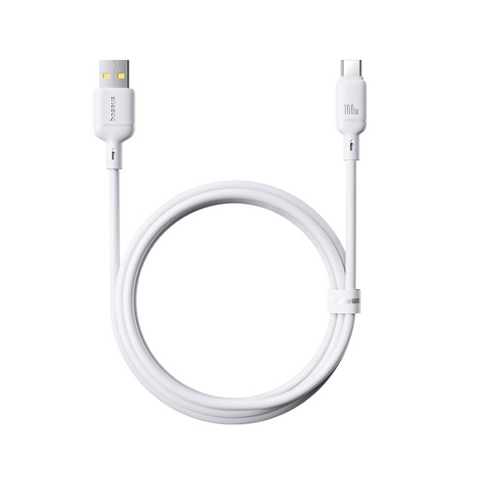 Καλώδιο Δεδομένων και Φόρτισης USB-A - USB-C Baseus Silky, 100W, 1m, Λευκό P10377703213-00