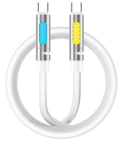 Καλώδιο Δεδομένων και Φόρτισης USB-C - USB-C BWOO X325C-C Led, 240W, 1.2m, Λευκό
