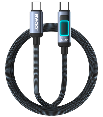 Καλώδιο Δεδομένων και Φόρτισης USB-C - USB-C BWOO X324CC Display, 65W, 1μ, Μαύρο