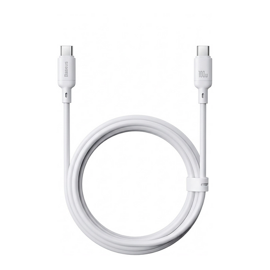 Καλώδιο Δεδομένων και Φόρτισης USB-C - USB-C Baseus Silky, 100W, 2m, Λευκό
