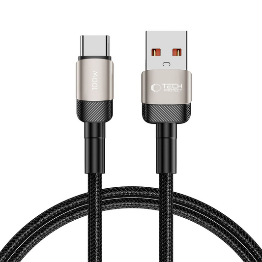 Καλώδιο Δεδομένων και Φόρτισης USB-A - USB-C Tech-Protect Ultraboost EVO, 100W, 1μ, Ασημί