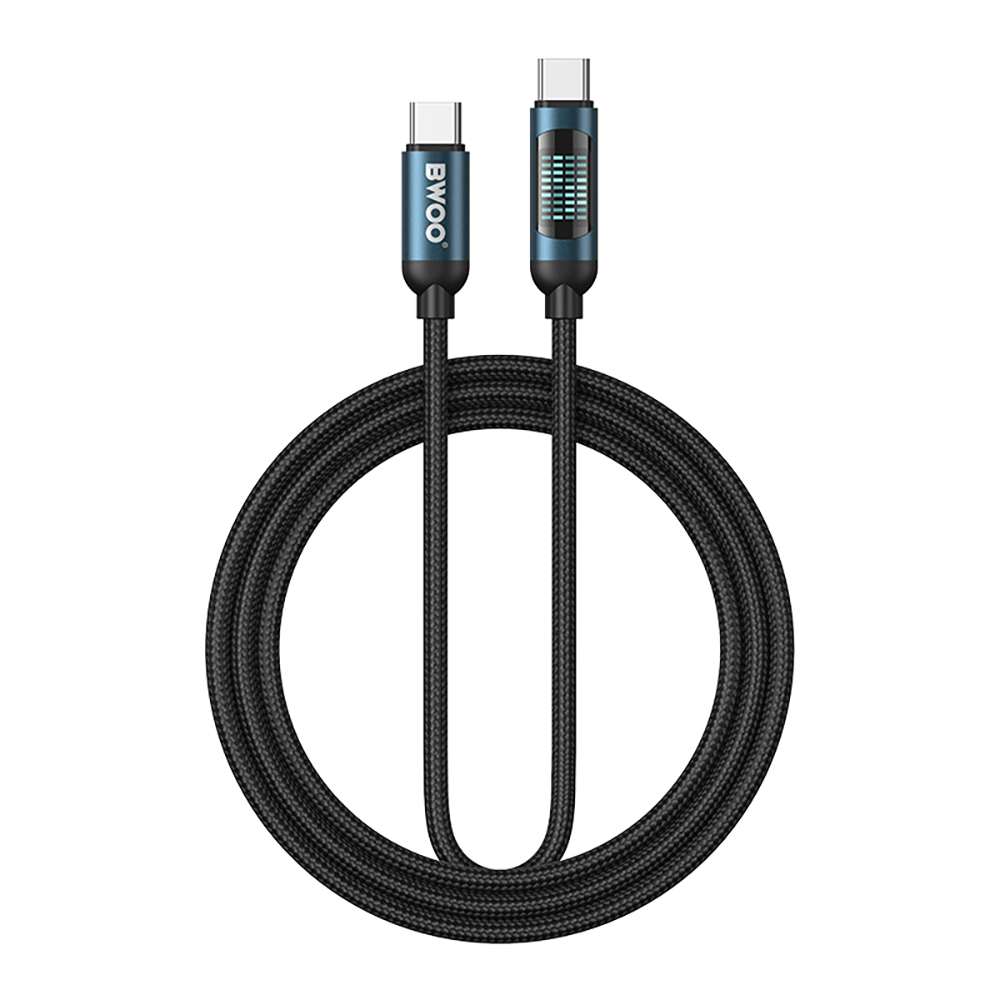 Καλώδιο Δεδομένων και Φόρτισης USB-C - USB-C BWOO BO-X304 Led, 60W, 1μ, Μαύρο