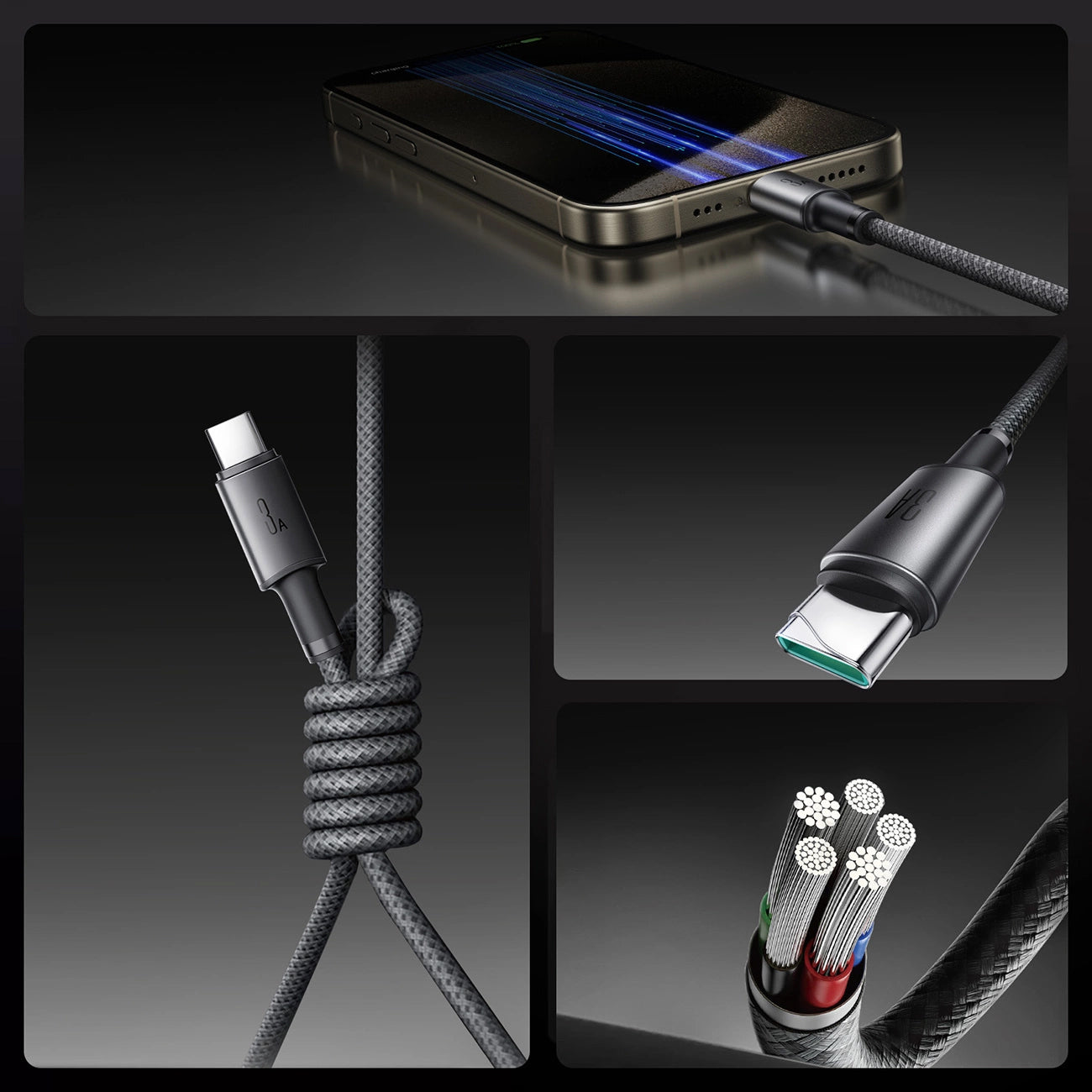 Καλώδιο Δεδομένων και Φόρτισης USB-A - USB-C Joyroom S-A50, 60W, 1.2m, Γκρι