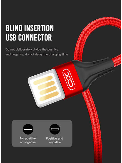 USB-A to microUSB Data and Charging Cable XO Design NB118, 18W, 1m, Red