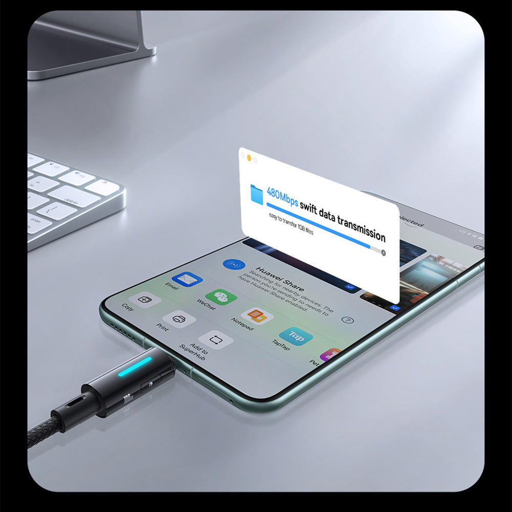Καλώδιο Δεδομένων και Φόρτισης USB-A - USB-C Baseus Lit Button Control, 100W, 2m, Μαύρο P10379002121-01