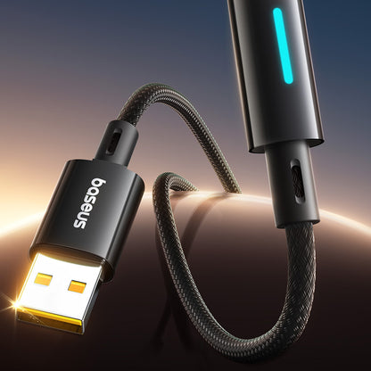 Καλώδιο Δεδομένων και Φόρτισης USB-A - USB-C Baseus Lit Button Control, 100W, 2m, Μαύρο P10379002121-01