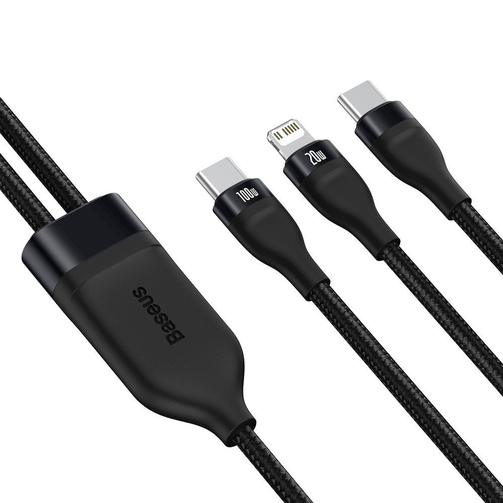 Καλώδιο Δεδομένων και Φόρτισης USB-C - Lightning / USB-C Baseus Flash Series 2in1, 100W, 1.2m, Μαύρο CA1T2-F01