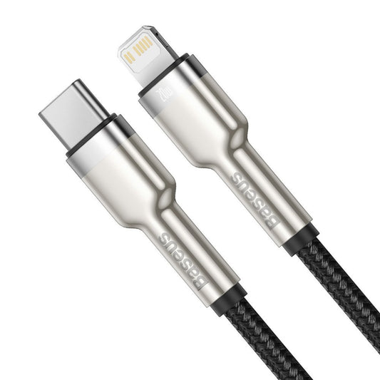 USB-C to Lightning Baseus Cafule Metal Series Cable, 20W, 2m, Black CATLJK-B01