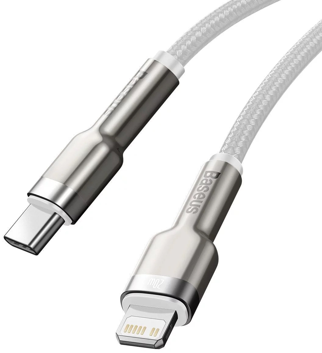 Καλώδιο Δεδομένων και Φόρτισης USB-C - Lightning Baseus Cafule Metal Series, 20W, 2m, Λευκό CATLJK-B02