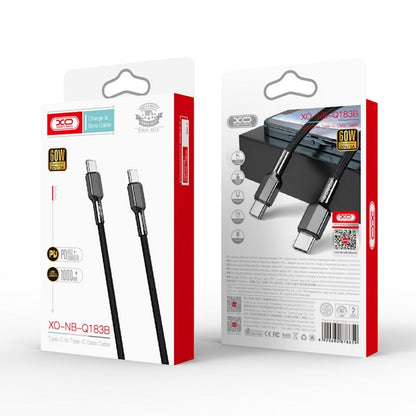 Καλώδιο Δεδομένων και Φόρτισης USB-C - USB-C XO Design NB183B, 60W, 1m, Μαύρο