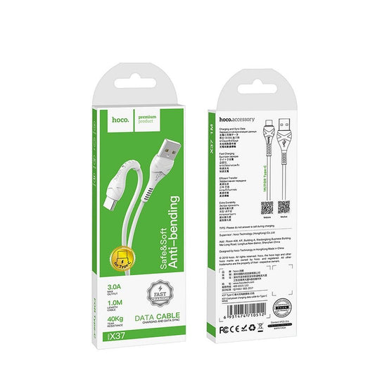 Καλώδιο Δεδομένων και Φόρτισης USB-A - USB-C HOCO X37, 18W, 1m, Λευκό