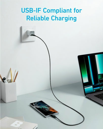 Καλώδιο Δεδομένων και Φόρτισης USB-C - USB-C Anker 322, 60W, 0.9m, Μαύρο A81F5G11