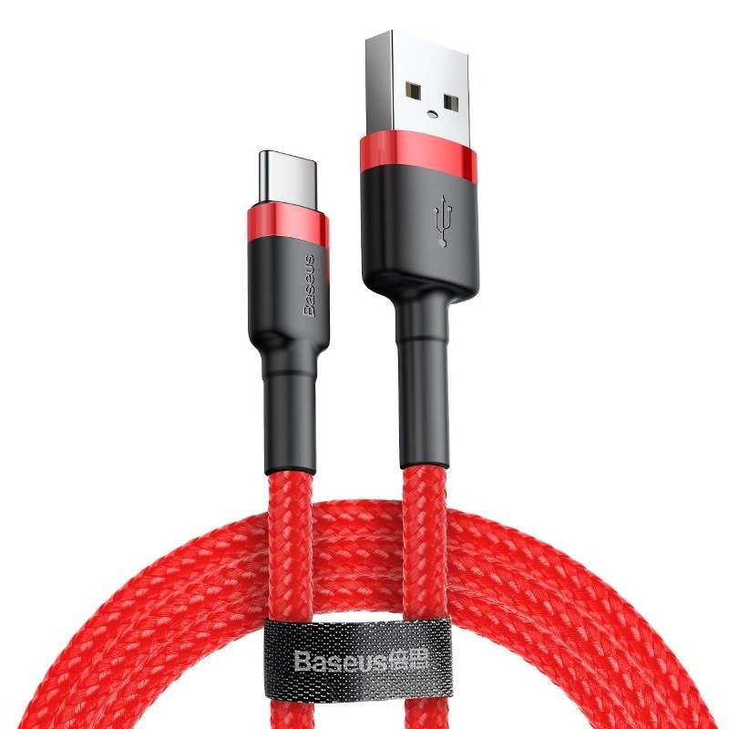 Καλώδιο Δεδομένων και Φόρτισης USB-A - USB-C Baseus Cafule, 60W, 1m, Κόκκινο