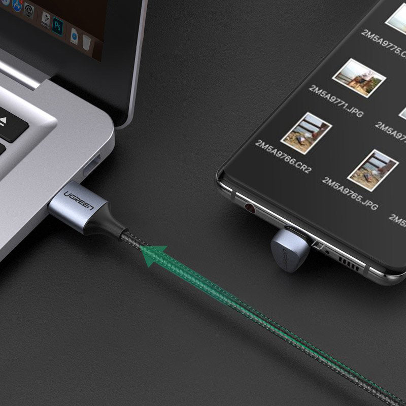 Data and Charging Cable USB-A - USB-C UGREEN US311 Angled, 18W, 1m, Grey 