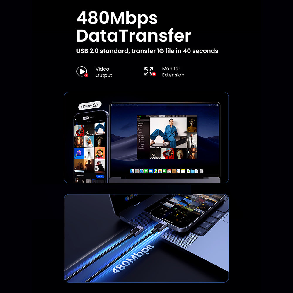 Καλώδιο Δεδομένων και Φόρτισης USB-C - USB-C UGREEN L513, 240W, 1m, Μαύρο