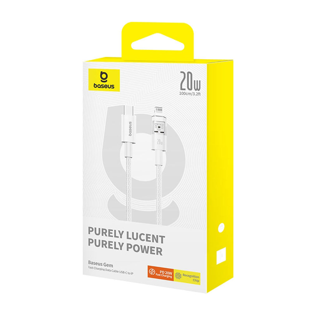 Καλώδιο Δεδομένων και Φόρτισης USB-C - Lightning Baseus Gem, 20W, 1m, Λευκό P10373001211-00