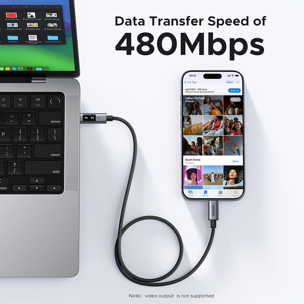 Καλώδιο Δεδομένων και Φόρτισης USB-C - USB-C UGREEN L509, 100W, 2m, Γκρι