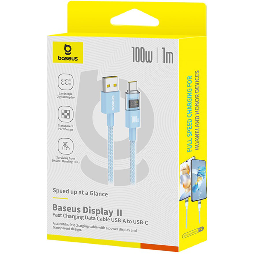 Καλώδιο Δεδομένων και Φόρτισης USB-A - USB-C Baseus Display 2, 100W, 1m, Μπλε P10382701311-00