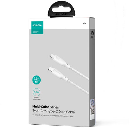 Καλώδιο Δεδομένων και Φόρτισης USB-C - USB-C Joyroom Multi-Color S-A34, 60W, 1m, Λευκό