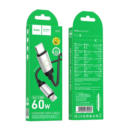 Καλώδιο Δεδομένων και Φόρτισης USB-C - USB-C HOCO X117, 60W, 1m, Μαύρο