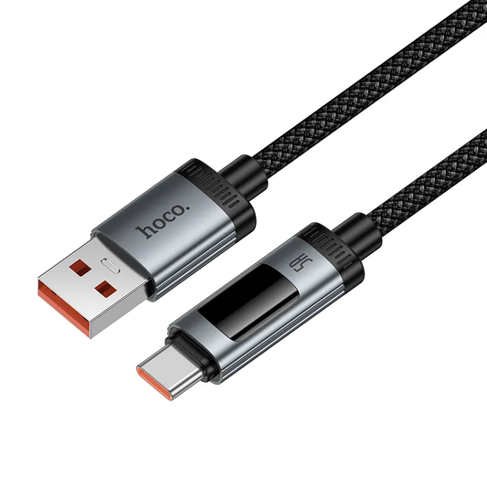 Καλώδιο Δεδομένων και Φόρτισης USB-A - USB-C HOCO Display U148, 100W, 1.2m, Μαύρο