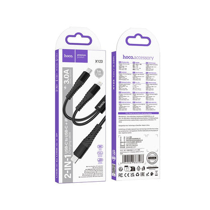 Καλώδιο Φόρτισης USB-C - Lightning / USB-C HOCO X123, 10W, 1m, Μαύρο