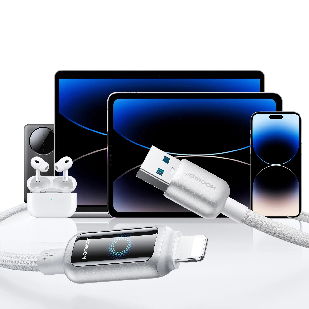 Καλώδιο Δεδομένων και Φόρτισης USB-A - Lightning Joyroom S-A55 StarFlight Display, 18W, 1.2m, Λευκό