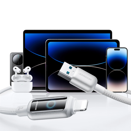 Καλώδιο Δεδομένων και Φόρτισης USB-A - Lightning Joyroom S-A55 StarFlight Display, 18W, 1.2m, Λευκό