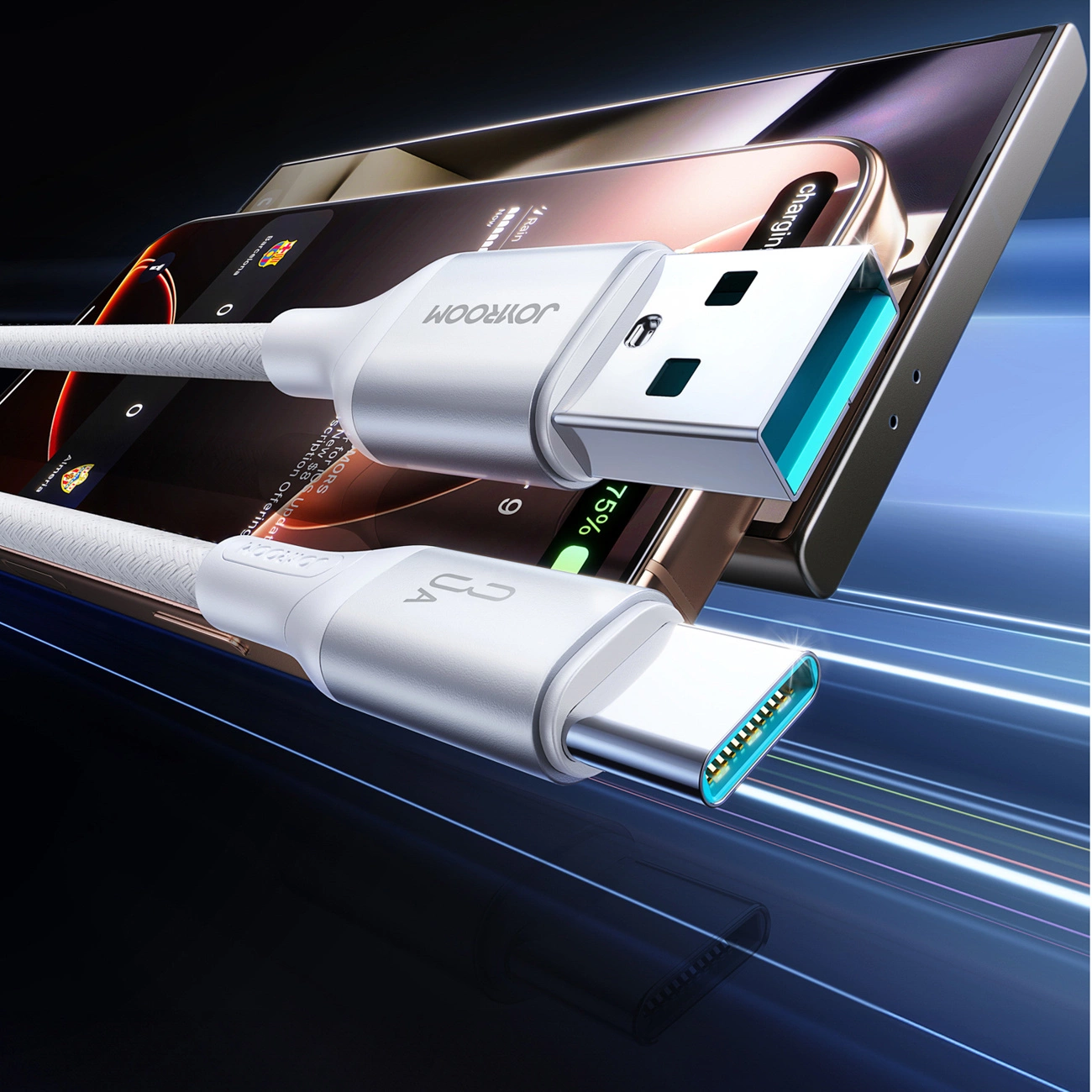 Καλώδιο Δεδομένων και Φόρτισης USB-A - USB-C Joyroom S-A28 Flash, 18W, 1m, Λευκό