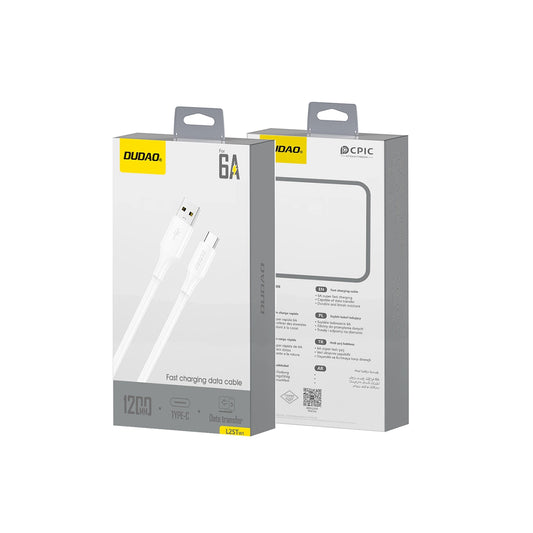 Καλώδιο Δεδομένων και Φόρτισης USB-A - USB-C Dudao L2sT, 60W, 1.2m, Λευκό