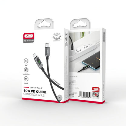USB-C Data and Charging Cable - USB-C XO Design NB-Q203B Display, 60W, 1m, Black