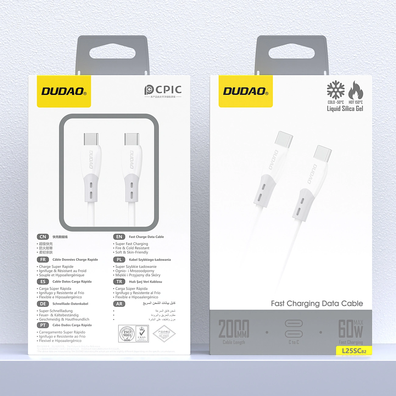 Καλώδιο Δεδομένων και Φόρτισης USB-C - USB-C Dudao L25SC, 60W, 2m, Λευκό