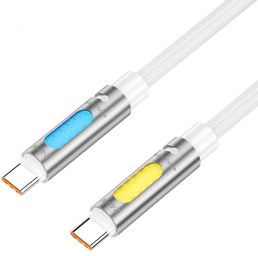 Καλώδιο Δεδομένων και Φόρτισης USB-C - USB-C BWOO X325C-C Led, 240W, 1.2m, Λευκό