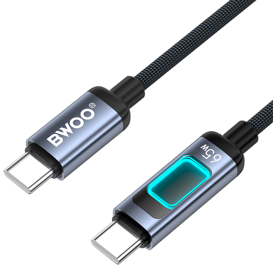 Καλώδιο Δεδομένων και Φόρτισης USB-C - USB-C BWOO X324CC Display, 65W, 1μ, Μαύρο