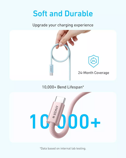 Καλώδιο Δεδομένων και Φόρτισης USB-C - USB-C Anker Zolo, 240W, 1.8m, Λευκό A8060H22