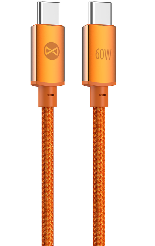 Καλώδιο Δεδομένων και Φόρτισης USB-C - USB-C Forever Saffron, 60W, 1μ, Πορτοκαλί
