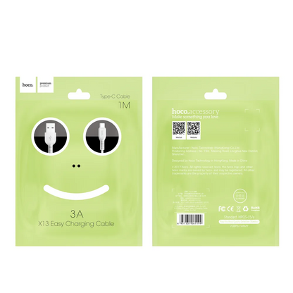 Καλώδιο Δεδομένων και Φόρτισης USB-A - USB-C HOCO X13 Easy, 18W, 1m, Μαύρο